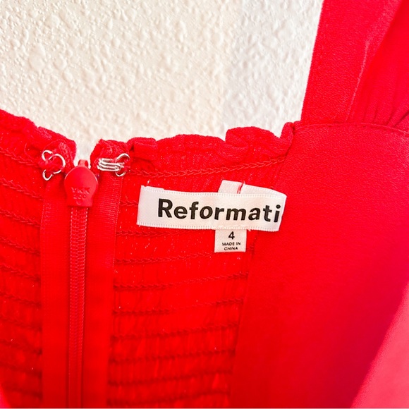 Reformation | Red Tayler Midi Dress Size 4 Sweetheart Neck Ties Back - Picture 6 of 9